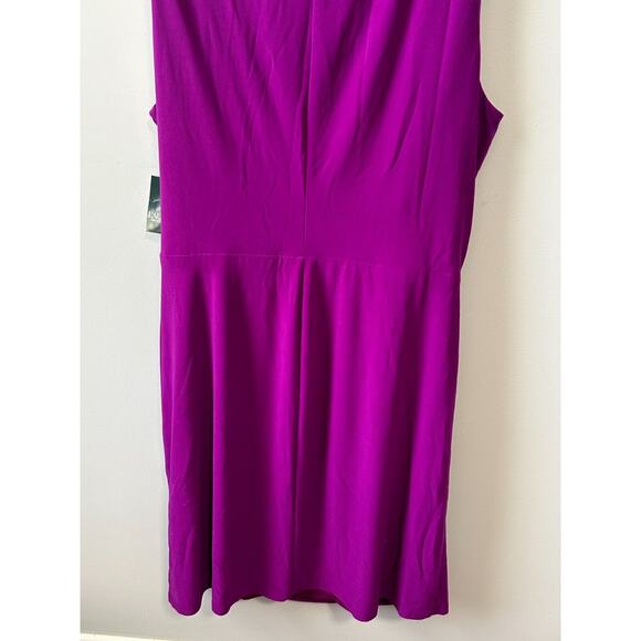 Lauren Ralph Lauren Bodycon Dress Women's Petite 16P Purple Ruched Wrap V Neck - Picture 12 of 12